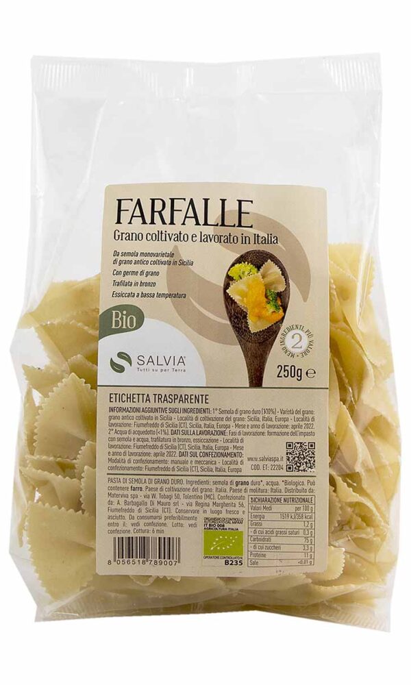Farfalle di semola di gd bio 250g