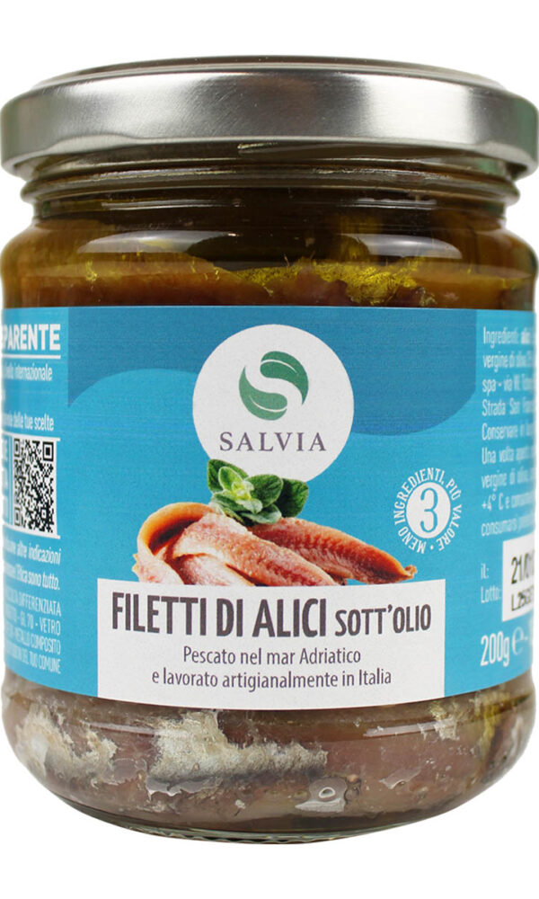 Filetti di alici in olio extra vergine di oliva - 200g