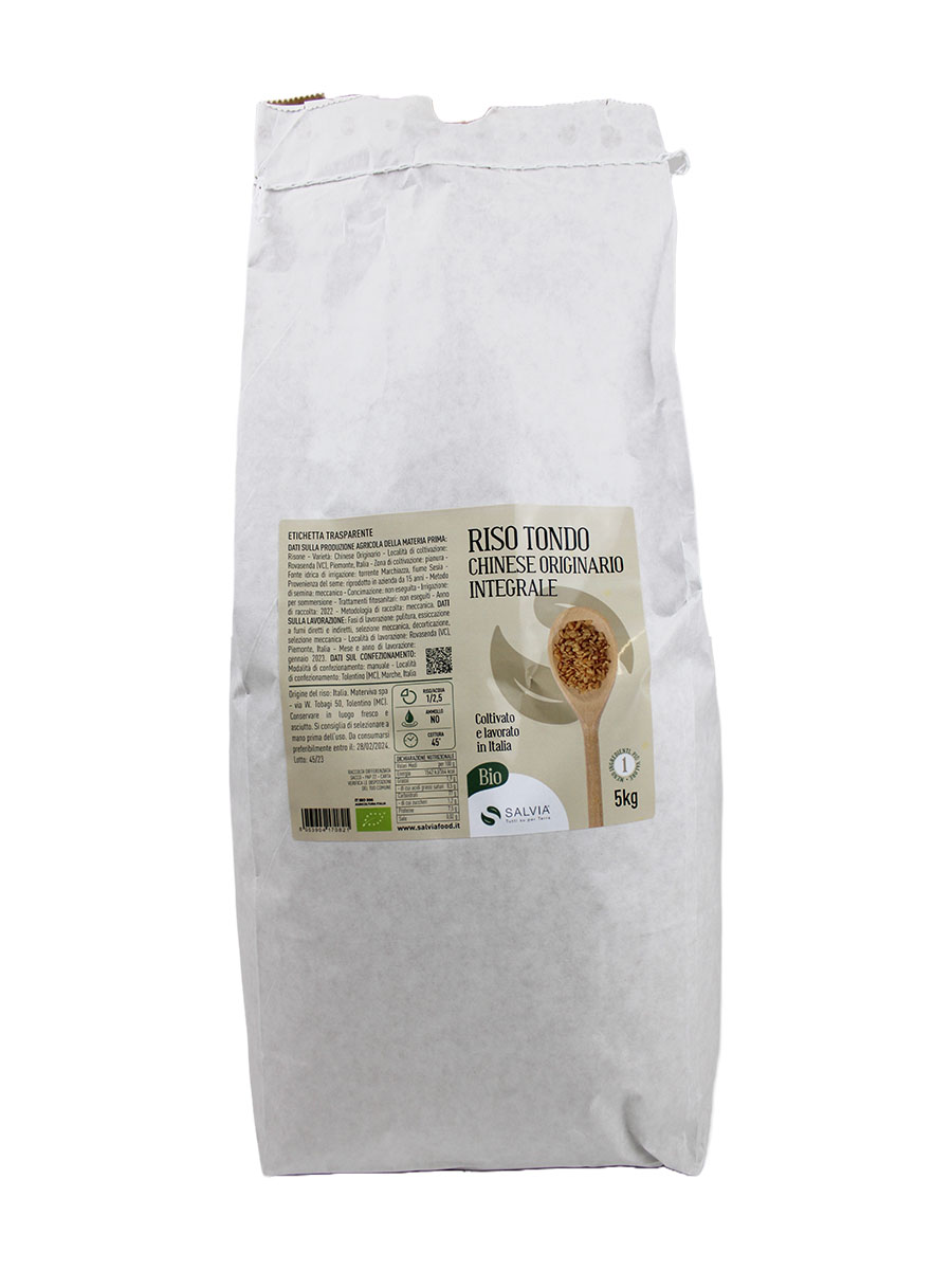 Riso chinese originario integrale bio - chicco tondo - 5kg