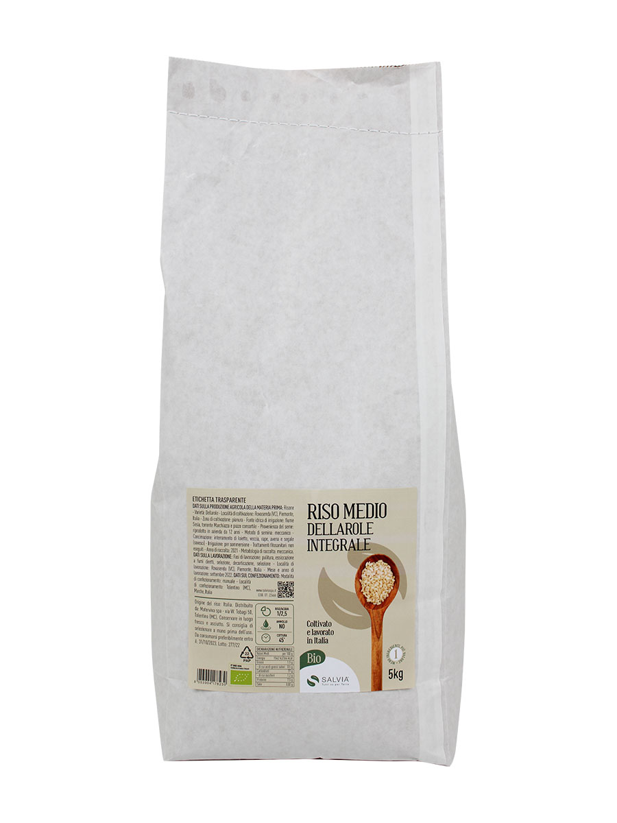 Riso dellarole integrale bio - chicco medio - 5kg