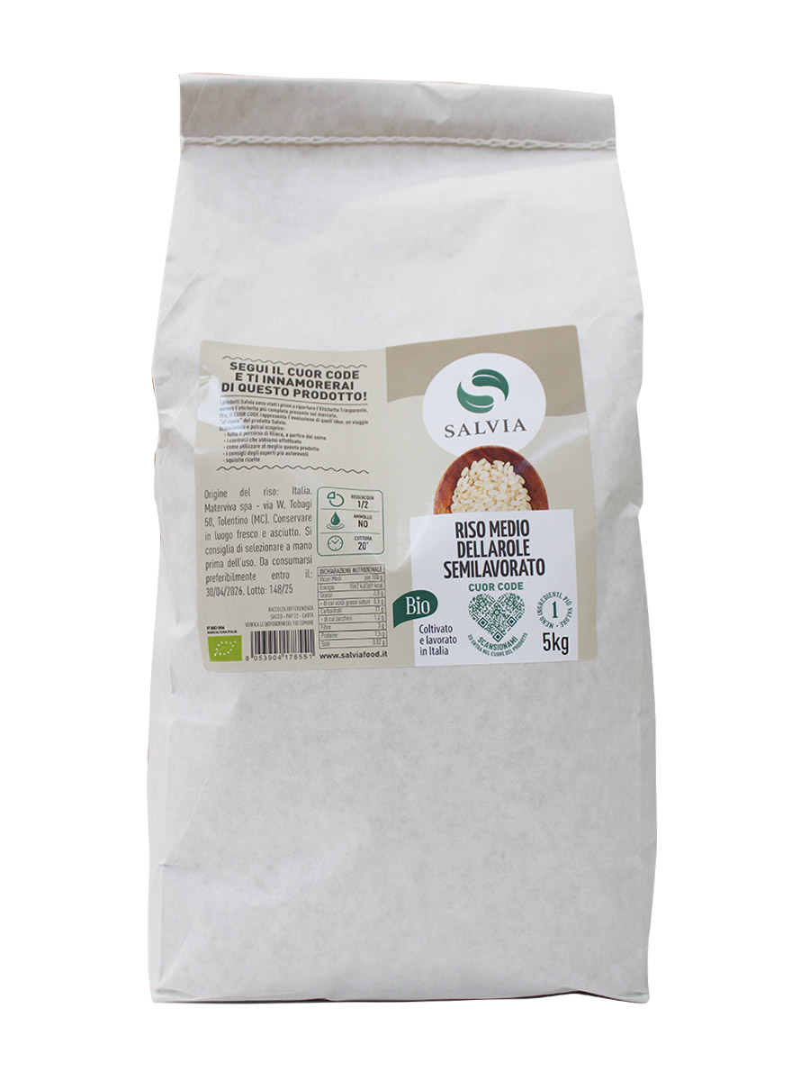 Riso dellarole semilavorato bio - chicco medio - 5kg