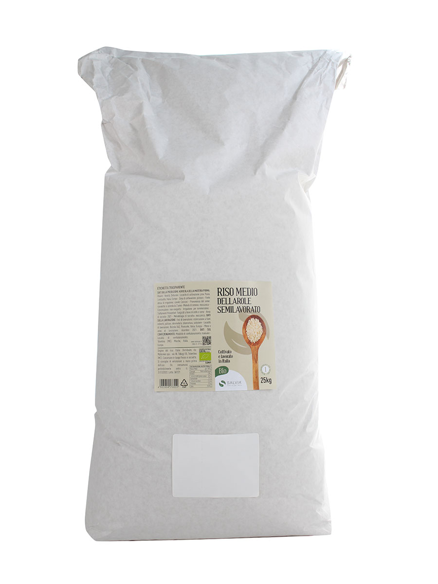 Riso dellarole semilavorato bio - chicco medio - 25kg