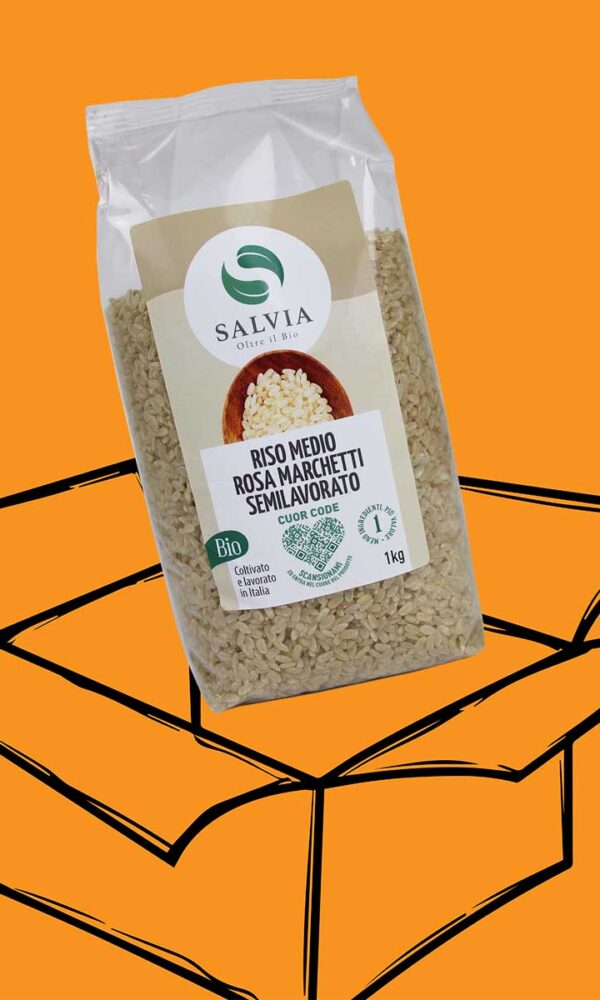 Riso rosa marchetti semilavorato bio - chicco medio - 1kg - cartone 12 pz