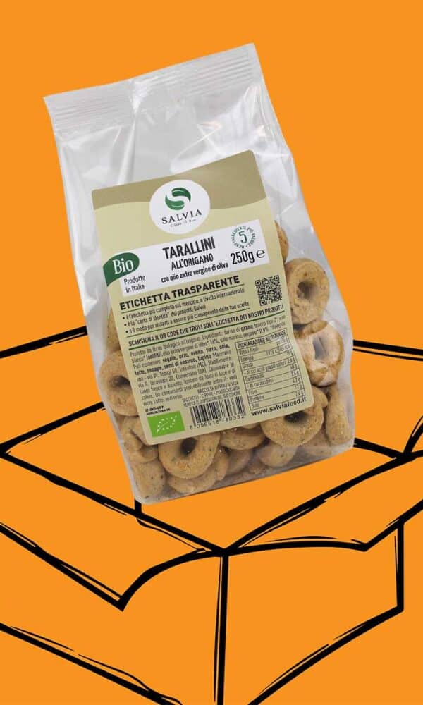 Tarallini bio all'origano - 250g - cartone 12 pz