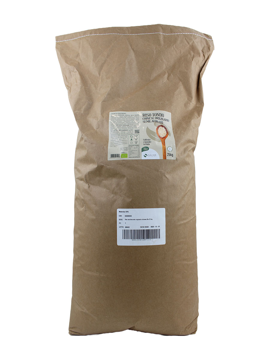 Riso chinese originario semilavorato bio - chicco tondo - 25kg