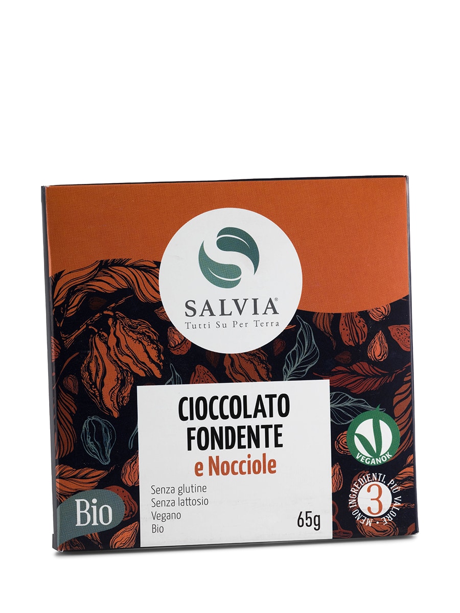 Tavoletta cioccolato fondente alle nocciole bio - 65g