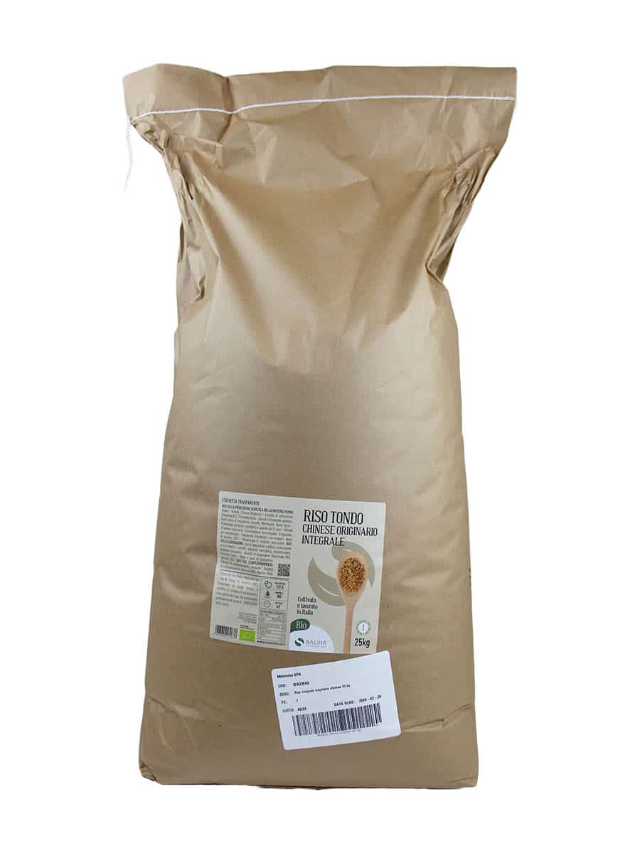 Riso chinese originario integrale bio - chicco tondo - 25kg