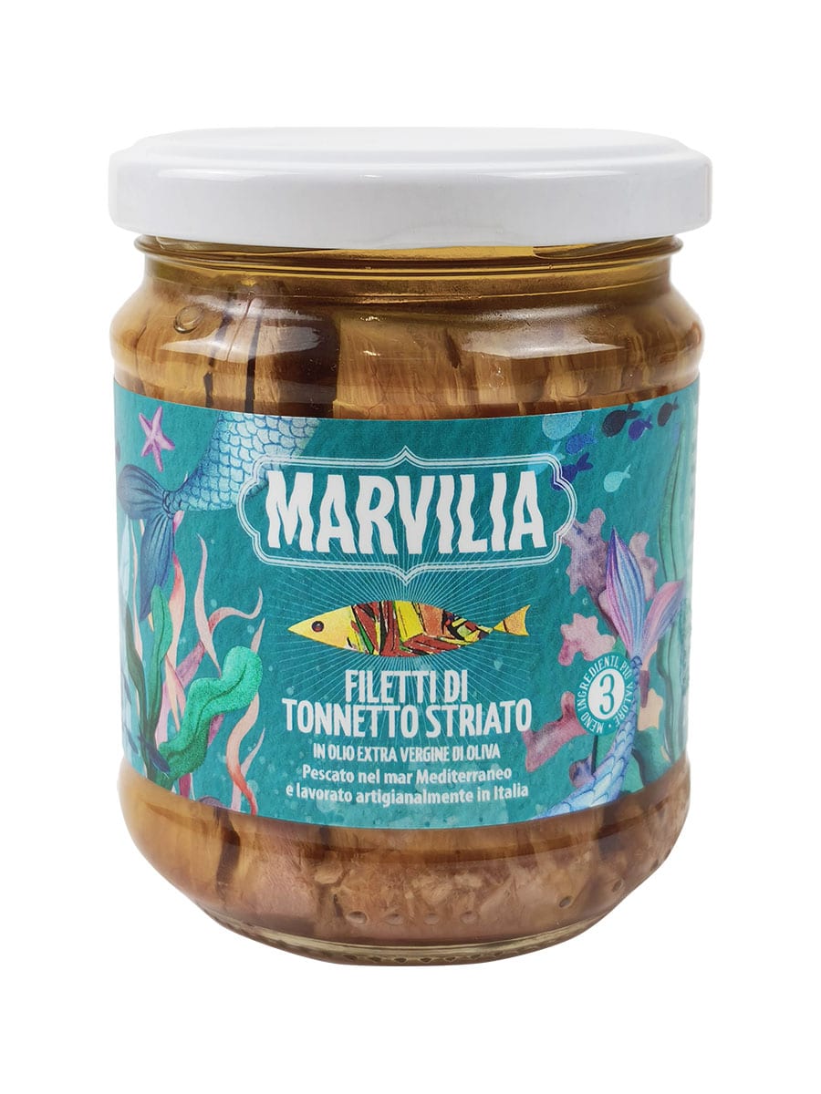 Filetti di tonnetto striato in olio extra vergine di oliva - 200g