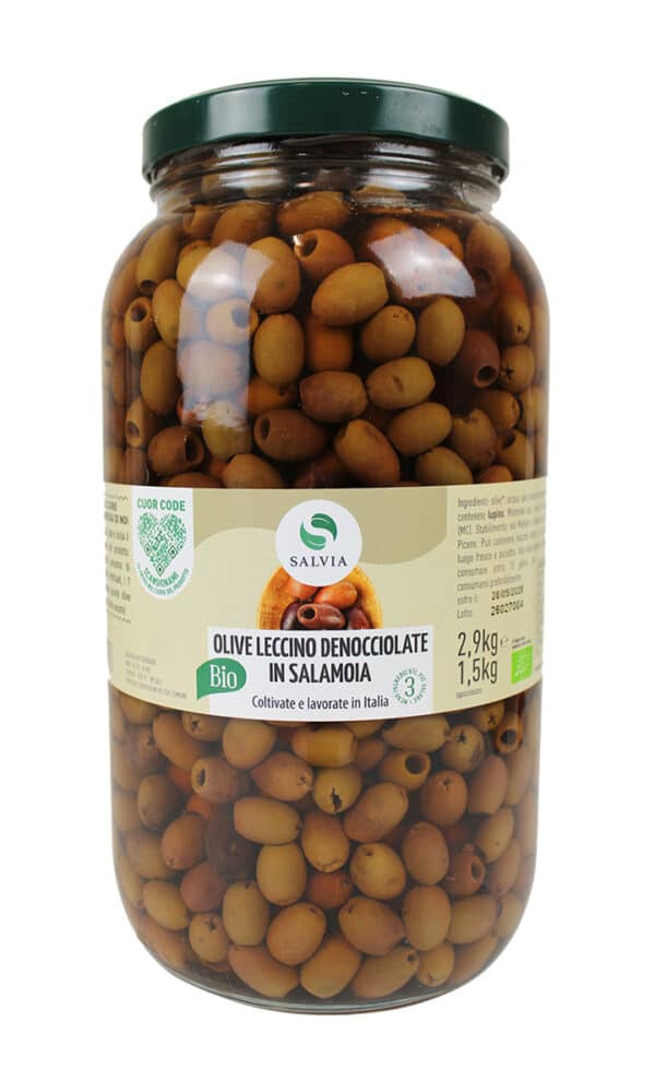 Olive leccino denocciolate in salamoia bio - 1,5kg