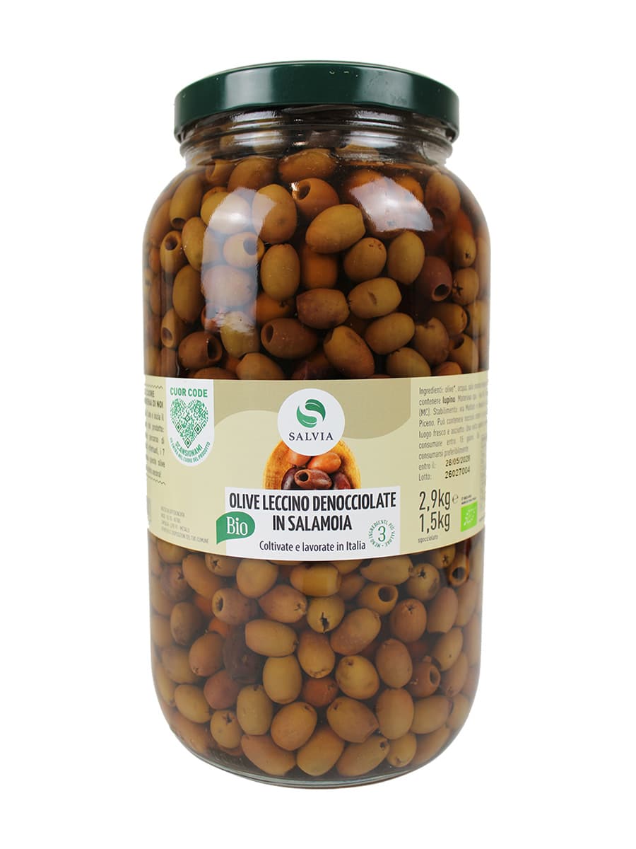 Olive leccino denocciolate in salamoia bio - 1,5kg