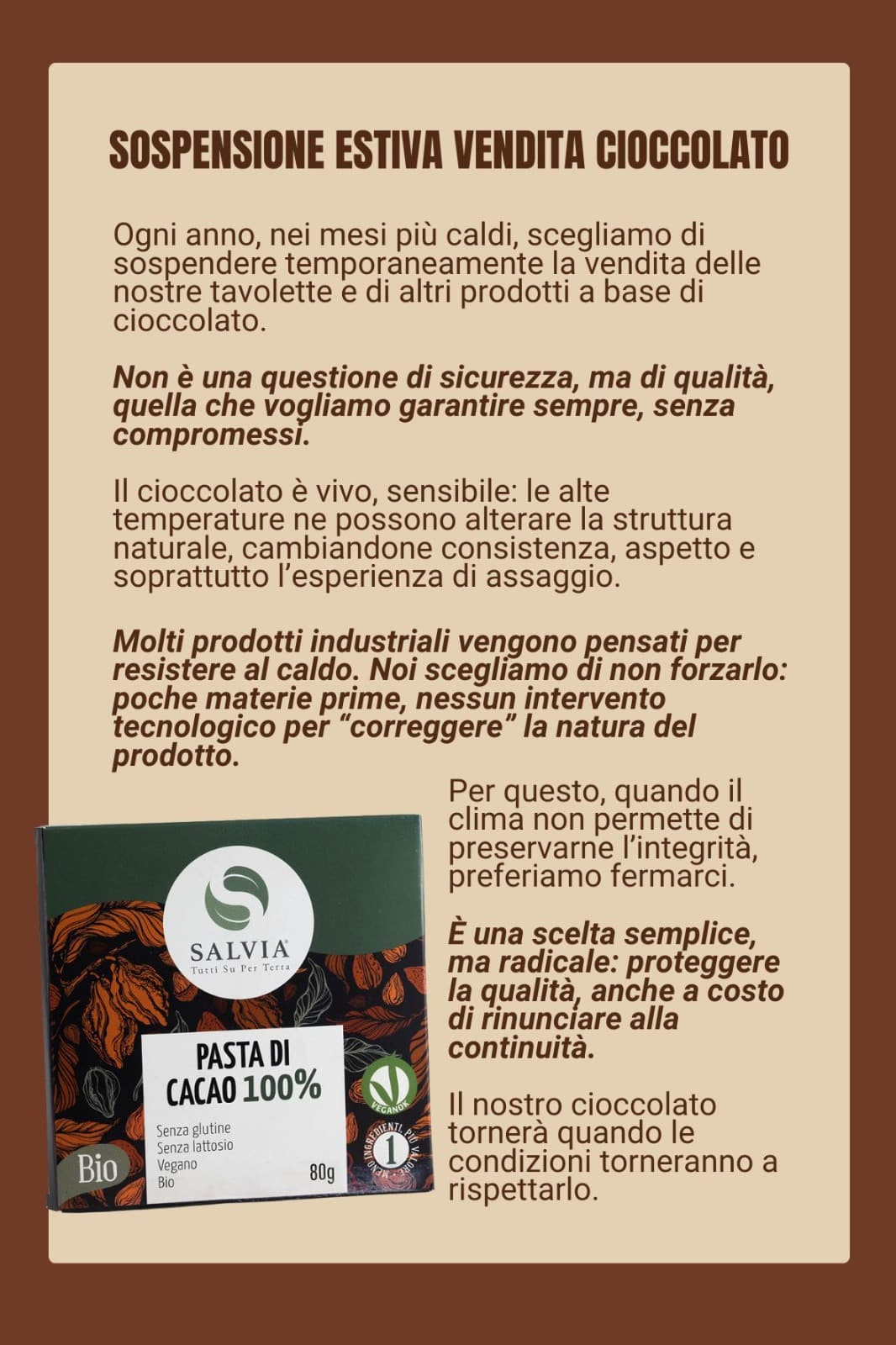 Tavoletta pasta di cacao bio - 80g