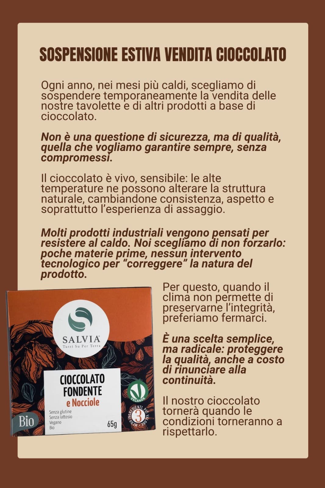 Tavoletta cioccolato fondente alle nocciole bio - 65g